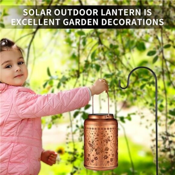 Solar Lantern Outdoor Hummingbird Butterfly Garden Light Gift for Mom Grandma - Picture 5 of 7